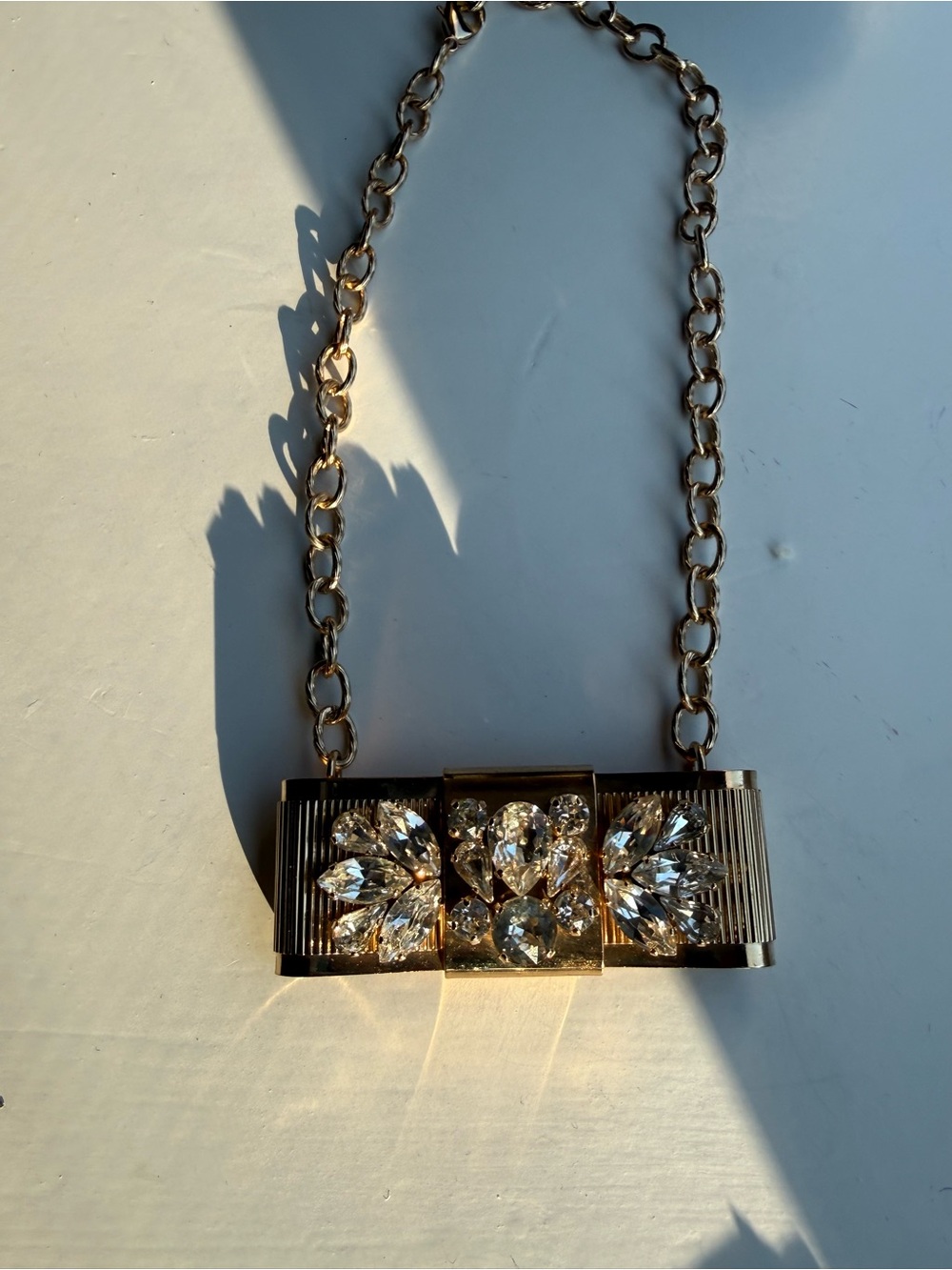 NWT Dolce & Gabbana Gold Tone Crystal-Embellished Necklace